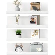 GOOVILLA Plastic Floating Wall Shelves - Decorative Picture Frame Shelf For Storage, Wall-Mounted Organizer For Living Room Bedroom Bathroom,White,8 Packs - 白色-8個 - 查看 1