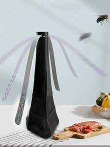 4 件套桌面驱蝇风扇，室内外驱蝇风扇，户外或室内用餐电动驱蝇风扇，驱赶苍蝇，桌面野餐风扇，烧烤、派对、餐厅、家居、活动驱蝇风扇，电池供电食物风扇，带全息叶片的便携式驱蝇风扇，野餐、餐厅、派对、家居、烧烤驱蝇器 - 黑色 - 查看 8