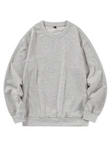 Christmas Outfit Womenchristmas Outfit WomenMen's Solid Color Pullover Sweatshirt, Casual Everyday Wear, For FallLoose And Comfortablewomen Winter Clotheswinter Clothes For Women - 淺灰色 - 查看 2