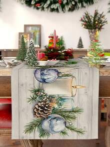 1 buc/10 buc. Șervețel de masă cu model de lumânări de Crăciun, decor de casă de Crăciun, decor de casă sezonier de iarnă, stil modern, material asemănător inului, 33 * 91CM / 33 * 183CM / 33 * 274CM, 3 opțiuni de dimensiune, decor de casă de Crăciun, accesorii pentru petreceri de interior și exterior, decorare cu tematică de Crăciun, decor de cameră. Potrivit pentru decorul bucătăriei de acasă și decorarea petrecerii de Crăciun.