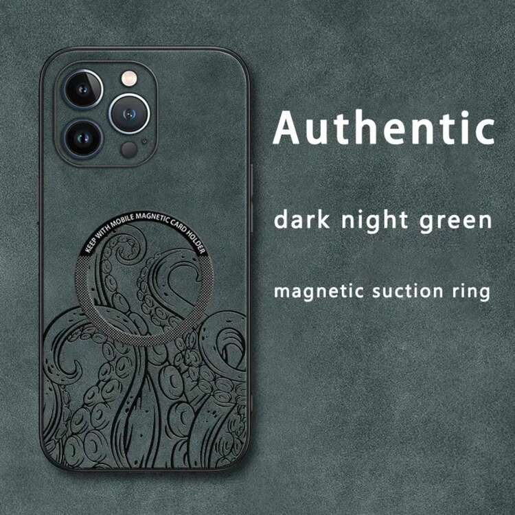 Diseño de pulpo. Funda magnética para teléfono con textura de piel sintética de oveja. Compatible con los modelos 12 al 16 Plus, Pro y Pro. Una opción elegante y de alta calidad, ideal para regalar. - Colores mixtos 4 - Añade 4
