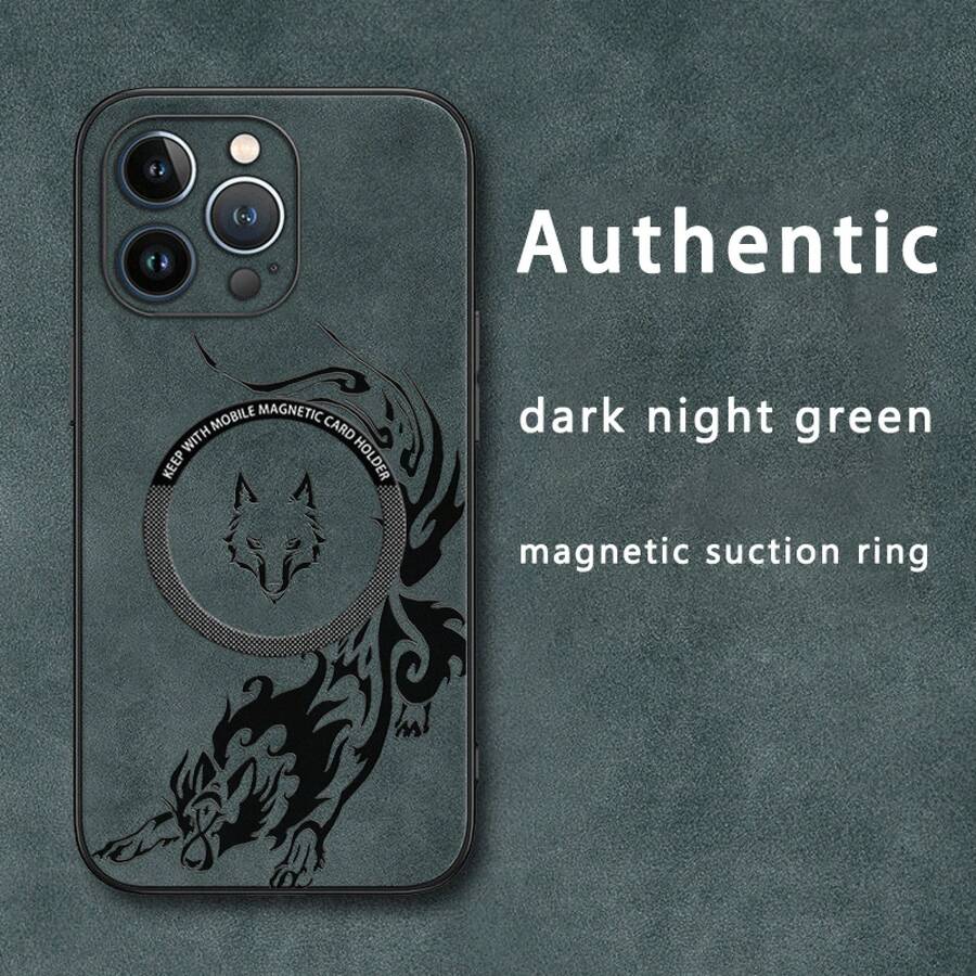 Funda magnética para teléfono con diseño de lobo, imitación de piel de oveja, compatible con phone 12, 13, 14, 15, 16 Plus y Pro. Elegante y de alta calidad, una opción. - Colores mixtos 4 - Ver 1