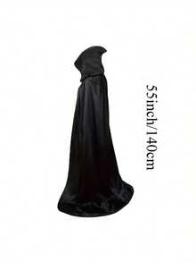 1 buah Jubah Berkerudung Halloween, Kostum Cosplay Satu Lapisan untuk Pertunjukan Panggung, Pesta Topeng & Pesta, 5 Ukuran (120/140/150/160/180), Hadiah Sempurna - Hitam - View 8