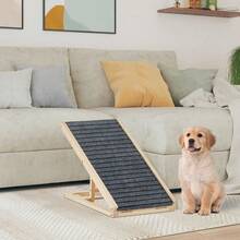 TUKAILAi Dog Ramp For Bed Height Adjustable Folding Pet Ramp With Non-Slip Rug Surface Portable Wooden Dog Steps Stairs For Small Large Animals For Sofa Couch - Apricot - View 1