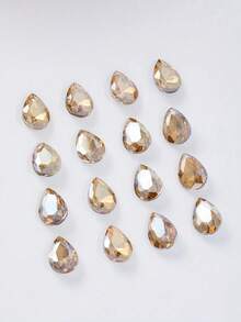 100颗10*14mm水滴形珠子，不对称水晶水钻，适用于DIY手机壳、服装、鞋子和包包装饰配件 - 香檳色 - 查看 3