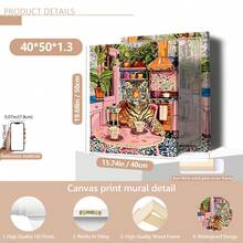 1pc Unframed Tiger With Coffee And French Press Canvas Print - Minimalist Kitchen Wall Art - Bold Tiger Coffee Enthusiast Decor - Vintage Jungle Print Posters,Wall Art,Room Decoration Stuff,Fall,Halloween,Modern,Vintage(Optional) Frame) - Multicolor - View 21