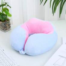 New Solid Color Camel Hump Pattern Cotton Pillow, Portable Neck Pillow Suitable For Outdoor Travel, Office Nap, With Magnetic Storage Function U-Shaped Fabric Pillow - Multicolor - View 7