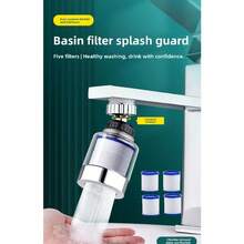 1 pieza Filtro de grifo + 4 piezas Cartuchos de filtro, Velocidad de filtrado rápida que hace que sea talla grande conveniente de usar, reduciendo el tiempo de espera, especialmente importante cuando el consumo de agua es alto