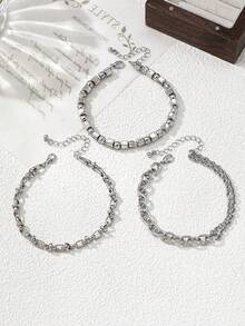 1 Set Punk Totenkopf Kette Armband, französisches minimalistisches Design, hochwertiges Schmuckset für Frauen