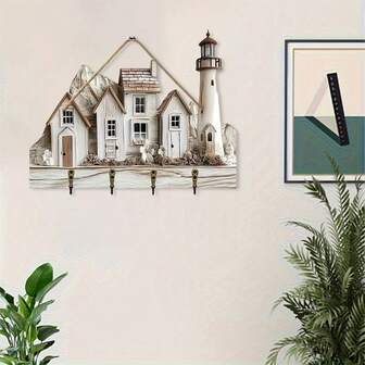 Tree/Cottage Key Holder Wall Mount – Creative 2D Decorative Key Hanger For Wall, Home, Kitchen, Office, And Studio Decor; Rustic Treehouse Style Organizer With Space-Saving Design, Ideal For Entryway, Hallway, And Workspace, Enhancing Clutter-Living With Charming Cottage Charm