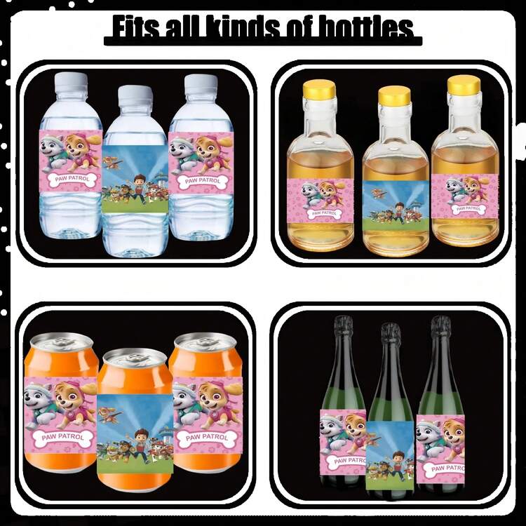 Paw Patrol 10张汪汪队立大功水瓶标签生日装饰狗狗防水贴纸儿童女孩男孩派对用品礼物玩具，适用于万圣节、婚礼宴会、圣诞派对、生日派对装饰 - 彩色 - 查看 6