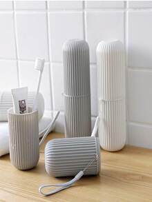 1pc Travel Toothbrush Storage Box, Portable Dust-Proof Toothbrush, Toothpaste, Toiletry Storage Box For Travel, Camping, Rinsing Cup