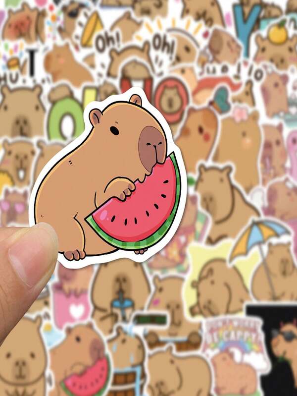 50pcs Cute Cartoon Capybara PVC Stickers, Scrapbooking, Notebook, Laptop, Phone, Luggage, Diary, Waterproof Stickers