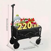 Heavy-Duty High-Carbon Steel Frame Multi-Purpose Cart With All-Terrain Foldable Wheels - 220 Lb Load Capacity, Lightweight And Durable For Camping, Beach, Garden, Shopping And Outdoor Use - Black, Perfect Christmas/Halloween Gift, Gardening Cart Utility Cart, Multi-Purpose Rolling Storage Cart, Sturdy Wheel Construction - Black Mini - 查看 2