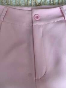 Formal Set Pantaloons Pants High Waist Pockets Tailoring Vest Buttons Simple Elegant Casual Pocket Zipper - Màu Hồng baby - Xem 9