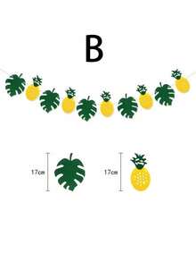 1 Set Tropical Felt Leaf Garland - Hawaiian Party Summer Fun Birthday Party Backdrop, Party Decoration Bunting, Dinosaur & Forest Theme, No Electricity/Battery Needed Zoo Animal Hanging Decor