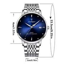 POEDAGAR 时尚商务男士手表防水夜光日期不锈钢男士石英表奢华方形男士手表爸爸兄弟伙伴生日假期必备日本石英机芯 - 优质内置超长电池寿命考试返校 - 彩色 - 查看 9