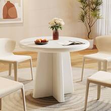 LITTLE TREE Round Dining Table For 2-4, 31.5-Inch Small Kitchen Table With Sturdy Base, Modern Dinner Furniture For Dining Room, Kitchen, Living Room (White) - 白色 - 查看 6