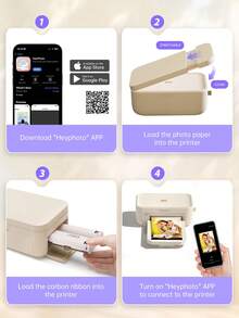 HPRT 4x6 Photo Printer CP4100 – Wireless Wi-Fi, Portable & Instant Print With 20 Sheets & 1 Ribbon, AR Video Printing For IPhone & Android – Perfect Christmas Gift - 美規A型插(110-127V) - 查看 3