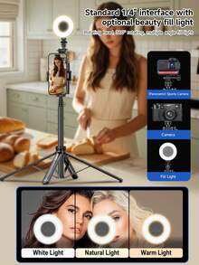 TOKQI 180cm/70.87In Aluminum Alloy Selfie Stick With Reinforced Tripod,Multifunctional Bluetooth Remote Phone Holder With Fill Lights,Extendable & Portable Phone Tripod, Compatible With IOS Android Smartphone For Summer Vacation, Travel, Outdoor Activities, Live Streaming Tripod Stand - Multicolor - View 6