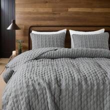 Blue Quilt King Size Bedding Sets With 2 Pillow Shams, Lightweight Soft Bedspread Coverlet, Quilted Blanket Thin Comforter Bed Cover All Season, 3 Pieces, 104x90 Inches, All - Season Bedding - 深灰色 - 查看 11