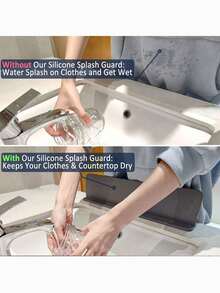Silicone Sink Splash Guard With Suction Cups, For Kitchen To Prevent Water Splashing On Clothes. Kitchen Supplies, Bathroom Supplies, Kitchen Essentials.