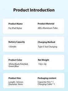 Este Stylus Capacitivo Universal é um Stylus Capacitivo Ativo para Telefones e Tablets. Feito de Liga de Alumínio de Alta Qualidade, Ele Vem com Duas Pontas Substituíveis e é Extremamente Durável. Ele Oferece Ampla Compatibilidade com Android e Apple iPads, Proporcionando Toque Preciso e Escrita Suave. Este Stylus Capacitivo de Alta Qualidade (Não Compatível com Tablets de Tela Resistiva e Eletromagnética) Não Requer Conexão com o Tablet.