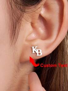 1 Pair Custom Gold Name Earrings For Women 18K Gold Plated Stainless Steel Custom Name Earrings With Pawprint Aesthetic Wedding Christmas Jewelry Gift - Multicolor - View 2