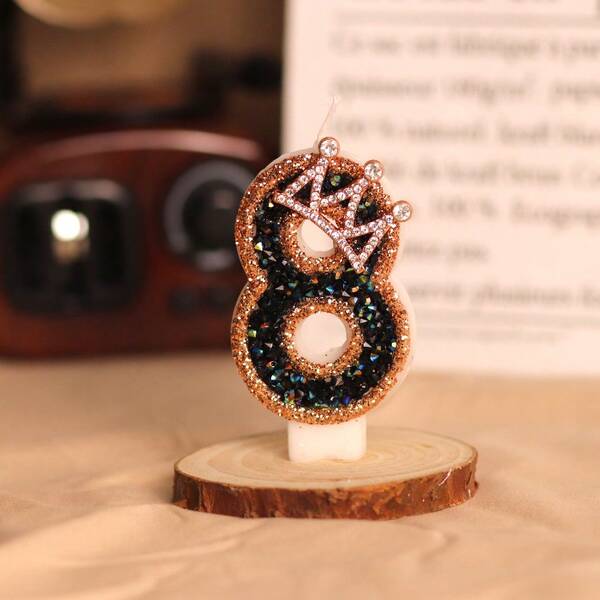 1 PC Crown Black Diamond Candle, 0-9 Number Candles With Crown Bow Decoration, Cake Hat Number Candles For Birthday Cakes, Wedding Anniversaries, Graduation Ceremonies & Parties