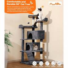 Made4Pets Cat Tree 54in Cat Tower For Indoor Cats Kitten Tree MultiLevel Cat Tree With 2 Condo Furniture Activity Center With Scratching Posts Funny Toys Kittens Pet Play House Dark Grey
