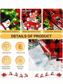 1pc Christmas Disposable TableCloths Table Cover Plastic,Christmas Party Tablecloth,54 * 108inch,Rectangular Tablecloth,Red Gingerbread Man, Great For Kitchen And Restaurant Holiday Decorations - Buffalo Plaid Snowflake Deer Christmas Tree Rectangular Tablecloth For Christmas Party Tablecloth Restaurant Holiday Christmas Table Decorations