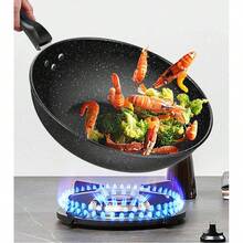 30cm Non-Stick Frying Pan With Glass Lid | Granite Coating Induction Hob Compatible Frying Pan Set | Healthy Cooking, Easy Clean | Includes Free Bamboo Spatula - Black - View 7