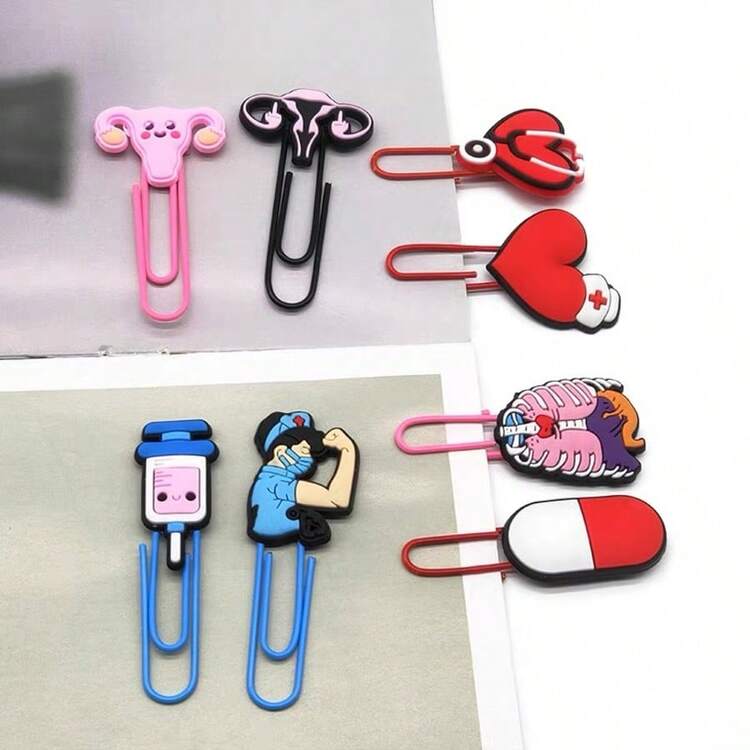10/20/30个卡通医用回形针，创意可爱书签，彩色活页夹，DIY材料，医生护士记号笔夹，适用于办公室和书房，生日礼物，节日礼物 - 彩色 - 查看 4