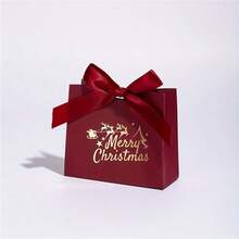 12入優雅聖誕禮品袋 深棕色 印有「Merry Christmas」字樣 節日禮品包裝 派對裝飾 可搭配紅、綠、金裝飾 個人或商業使用 精緻字體設計 金箔裝飾 (1/4/12入) - 彩色 - 查看 2