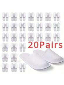 1/5/10/20双一次性包头浴室拖鞋，适合在家招待客人，价格实惠的SPA - 白色 - 查看 1