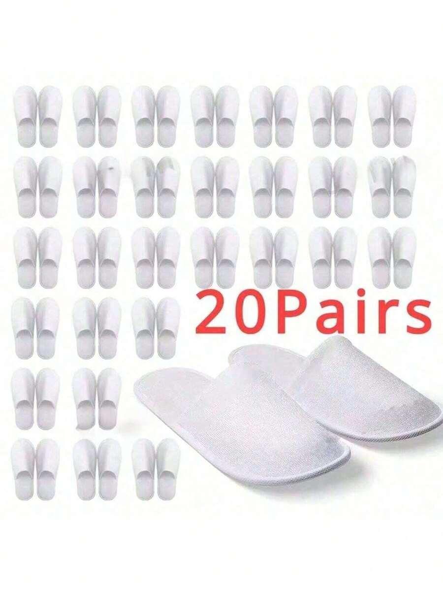 1/5/10/20双一次性包头浴室拖鞋，适合在家招待客人，价格实惠的SPA - 白色 - 查看 1