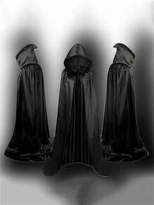 1 buah Jubah Berkerudung Halloween, Kostum Cosplay Satu Lapisan untuk Pertunjukan Panggung, Pesta Topeng & Pesta, 5 Ukuran (120/140/150/160/180), Hadiah Sempurna - Hitam - View 3