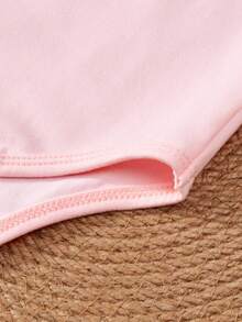 新生男宝宝标语印花短袖连体衣 - 粉色 - 查看 7