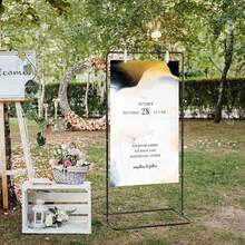 Vincidern 1PC Black Heavy-Duty Adjustable Wedding Poster Stand Sturdy Metal Easel , 69" Wedding Sign Holder,Metal Poster Stand For Seating Charts,Event Decor,Bridal Shower,Valentine's Day Event Party Supplies - 黑 - 查看 9