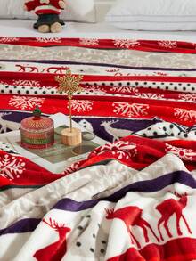 1pc Christmas Themed Blanket, Soft Warm Plush Fleece Throw Blanket For Living Room Sofa, Couch, Traveler, Bedroom, Dorm, Patio Decor, Suitable For Christmas, Halloween, Easter, Home Furnishing Bedding