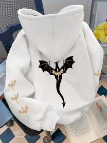 大码女式星空龙形图案卫衣 | 宽松休闲秋冬白色春季款 - 白色 - 查看 8