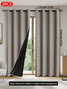 2 buah Tirai Penghalang Cahaya dengan Lapisan Isolasi Termal, Kain Poliester Ringan, Desain Lubang Atas, Cocok untuk Ruang Tamu, Kamar Tidur, Dapur, Kamar Mandi, Dekorasi Rumah - Khaki - View 27