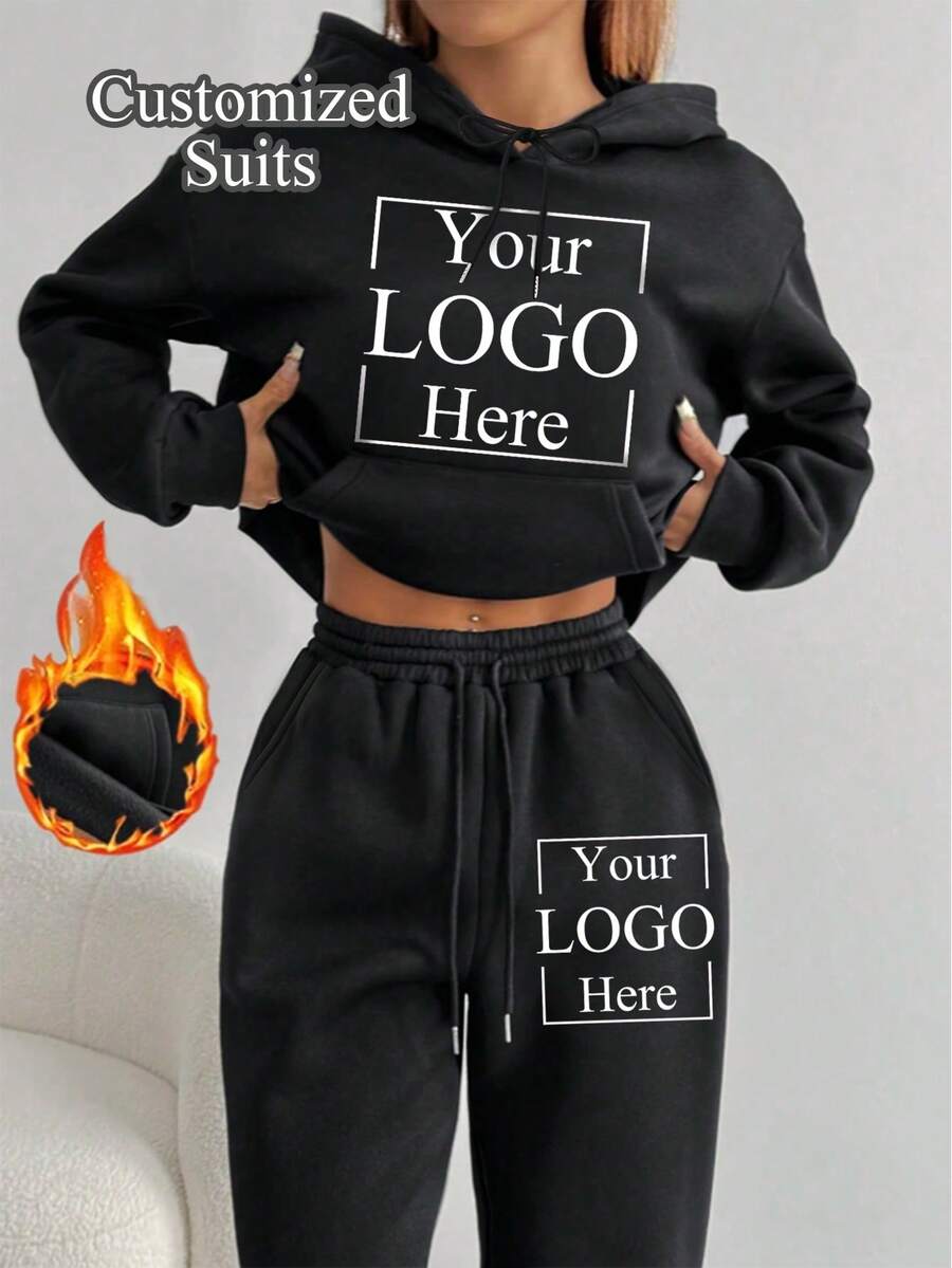 Add Your Own Photos To Customize Hoodies And Sweatpants, Create Custom Fall/Winter Fleece Suits, Original Custom Designs, Pockets And Drawstrings, Custom Fall/Winter Warm And Thick Hoodies, Design Personalized Prints As Gifts For Girlfriends, Family, Or Yourself, And Also For Anniversaries, Birthdays, Holidays And Other Occasions. Black - Black - View 1