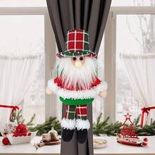 1/2 piezas Decoraciones navideñas Sujetadores de cortina con diseño de Papá Noel y muñeco de nieve, decoración del hogar y celebraciones festivas para Navidad, Halloween, Acción de Gracias