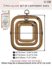 3 قطع/4 قطع أطواق تطريز خشبية بنية داكنة بطراز رجعي، أطواق تطريز DIY بطراز عتيق، أطواق غرزة متقاطعة، أطواق تطريز، أطواق لتعليق أحلام الريح، مصنوعة من ABS وPVC متين، مع خطافات معدنية برونزية للتعليق، يمكن استخدامها كديكور للحقائب والملابس والهواتف والمفاتيح، ديكور هالوين وعيد الميلاد، ديكور المكتب والسرير، تعليق السيارة، تشمل 16 إبرة تطريز للخياطة والاستخدام المنزلي