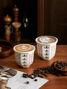 半套沙漠骆驼棕榈树陶瓷咖啡杯，180毫升/250毫升 - 可重复使用，浓缩咖啡杯，适合聚会和特殊场合，沙漠主题礼品，沙漠装饰 | 沙漠主题装饰，耐用陶瓷杯，沙特国庆日礼品，节日礼品，适合下午茶、办公室、聚会、餐厅、咖啡馆、露营和斋月礼品 - 手握杯 - 查看 10