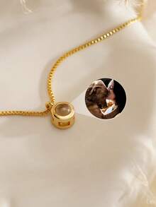 Customized Box Chain Projection Necklace, Customized Colorful Photo Projection Necklace, Stainless Steel Photo Projection Clavicle Chain For Women, Memorial Photo Necklace, Valentine's Day Customized Gift, Gift For Girlfriend, Best Friend, Bridesmaid - Box Chain Necklace - View 10