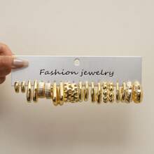 1-80pcs Fashionable Minimalist CCB Material Stud Earrings Set, Geometric Textured Earrings, Suitable For Women's Daily Wear, Gift For Girlfriends/Family/Friends