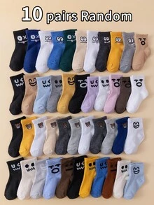 10 pares de calcetines hasta el tobillo con estampado de oso para niños, aptos para primavera y verano - Azul - Ver 7