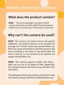 Popoto Instant Camera, Compatible With Mini Instant Film, Includes 10 Sheets Of Film, Built-In Flash, Optical Imaging, Center Viewfinder, Vintage Film-Like Photo Quality (Batteries Not Included) - Camera + Film, Selfie Mirror - View 10